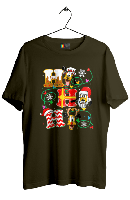 Men's t-shirt with prints Merry Christmas. Cartoon, christmas, christmas, deer, disney, holiday, merry christmas, santa. 2070702