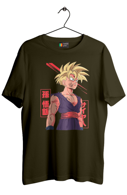 Men's t-shirt with prints Dragon Ball Gohan. Anime, dragon ball, gohan, goku, manga, tv series, vegeta. 2070702