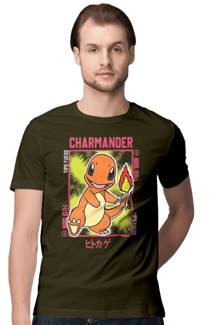 Футболка чоловіча з принтом "Покемон Чармандер". Charmander, nintendo, pokemon, pokémon go, аніме, ігри, покемон, чармандер. 2070702