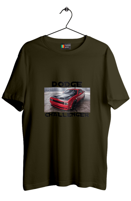 Футболка чоловіча з принтом "Додж челенджер". Авто, автомобіль, американська легенда, додж челенджер, класичний автомобіль, культове авто, масл кар, потужний автомобіль. 2070702