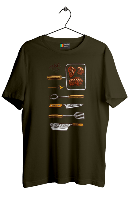 Men`s t-shirt with prints Barbecue Party. B-b-q, fry, meat. 2070702