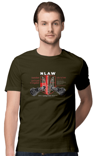 Футболка чоловіча з принтом "NLAW". Caesar, himars, nlaw, patriot, weapon, zaluzhny. 2070702