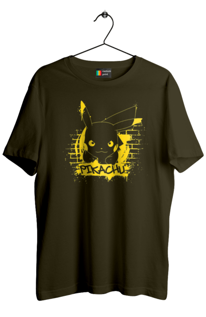 Men's t-shirt with prints Pikachu. Anime, game, manga, nintendo, pikachu, pokemon. 2070702