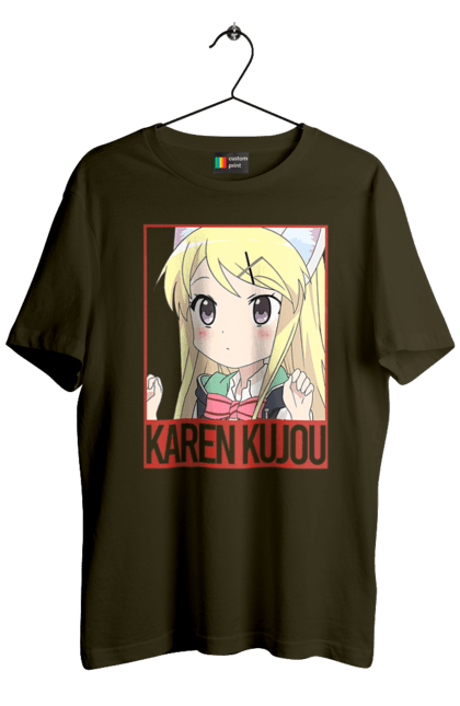 Футболка мужская с принтом Золотая мозаика Карен Кудзё. Anime, karen kujo, kiniro mosaic, kinmoza, manga, аниме, золотая мозаика, карен, карен кудзё, манга. 2070702