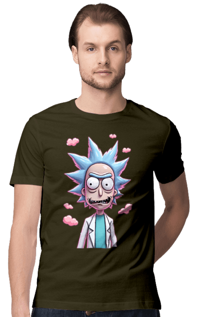 Футболка мужская с принтом Рик и Морти. Rick and morty, мультфильм, научная фантастика, приключения, рик, рик и морти, сериал. 2070702