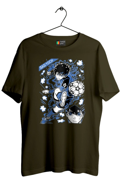 Футболка мужская с принтом Синяя Тюрьма: Блю Лок Йоичи Исаги. Blue lock, yoichi isagi, аниме, блю лок, йоичи исаги, манга, синяя тюрьма, спорт, спортивное аниме. 2070702