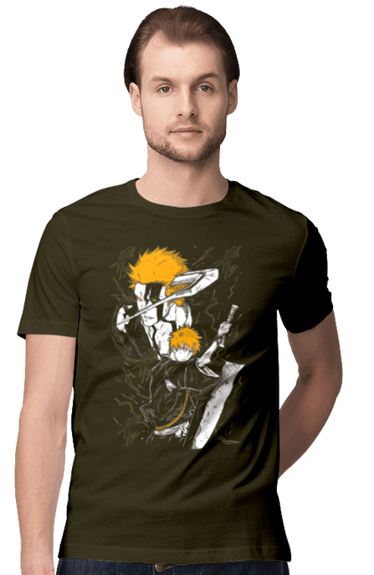 Men's t-shirt with prints Bleach Ichigo Kurosaki. Anime, bleach, ichigo, ichigo kurosaki, manga. 2070702