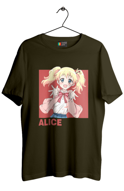 Men's t-shirt with prints Kiniro Mosaic Alice Cartelet. Alice, alice cartelet, anime, gold mosaic, kiniro mosaic, kinmoza, manga. 2070702