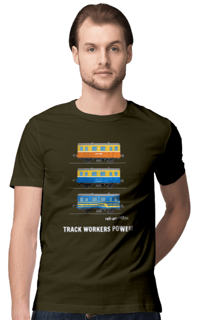 Men`s t-shirt with prints Track Workers Power! Railcar AS1A. As1a, motorcar, rail, railcar, railway, track, track workers, ukrzaliznytsia. 2070702