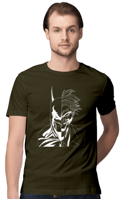 Футболка чоловіча з принтом "Бетмен і джокер, білий". Бетмен, джокер, комікс, мультик. CustomPrint.market
