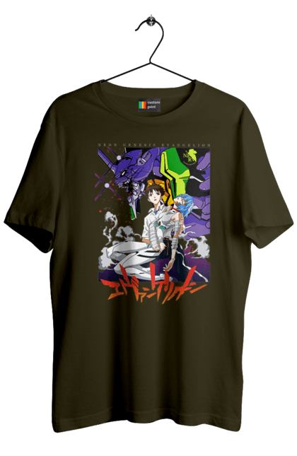 Men's t-shirt with prints Evangelion. Anime, evangelion, eve, kaoru, manga, neon genesis evangelion, rei ayanami, shinji. 2070702