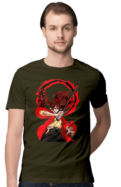 Men's t-shirt with prints Demon Slayer Yoriichi Tsugikuni. Anime, demon slayer, manga, tsugikuni, yoriichi, yoriichi tsugikuni. 2070702