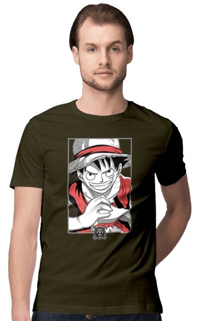 Men's t-shirt with prints One Piece Luffy. Anime, luffy, manga, monkey de luffy, one piece, pirates. 2070702