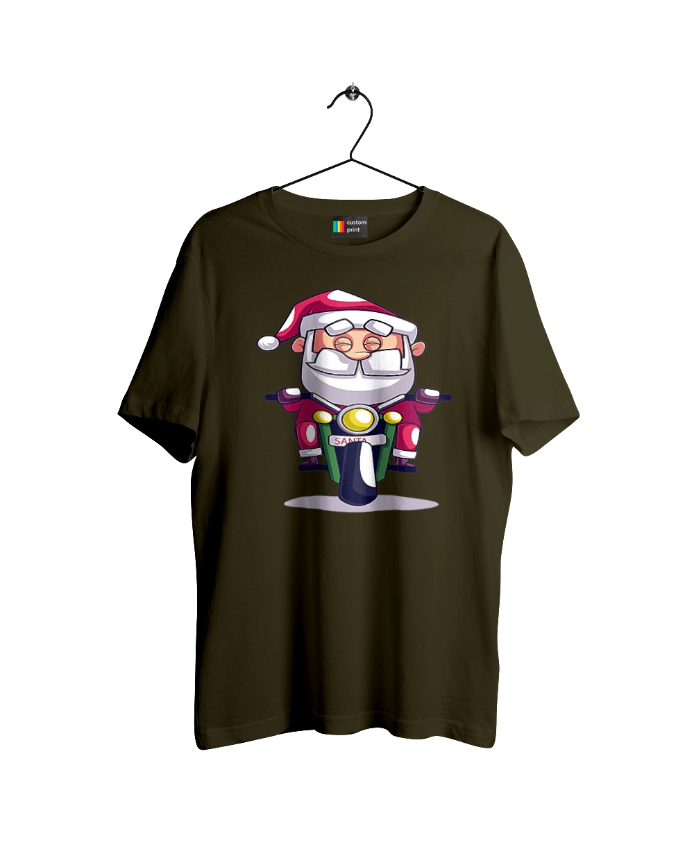 Happy Santa on a motorcycle