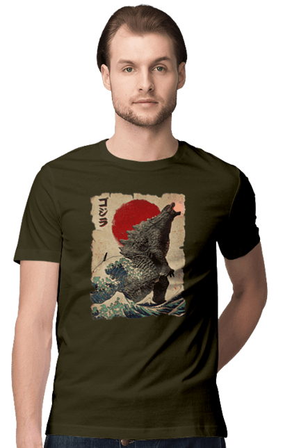 Men's t-shirt with prints Godzilla. Dinosaur, godzilla, japan, kaiju, movie, mutant. 2070702