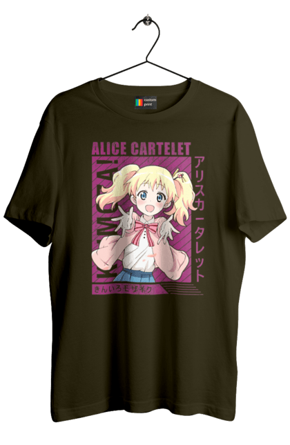 Футболка мужская с принтом Золотая мозаика Алиса Картелет. Alice cartelet, anime, kiniro mosaic, kinmoza, manga, алиса, алиса картелет, аниме, золотая мозаика, манга. 2070702