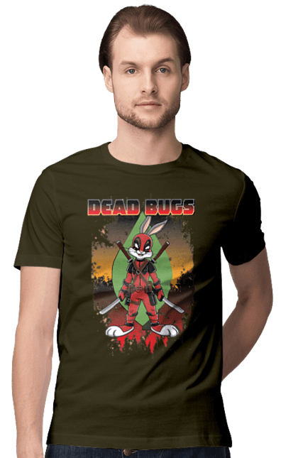 Men's t-shirt with prints Bugs Bunny Deadpool. Bugs bunny, cartoon, deadpool, looney tunes, marvel, merrie melodies. 2070702