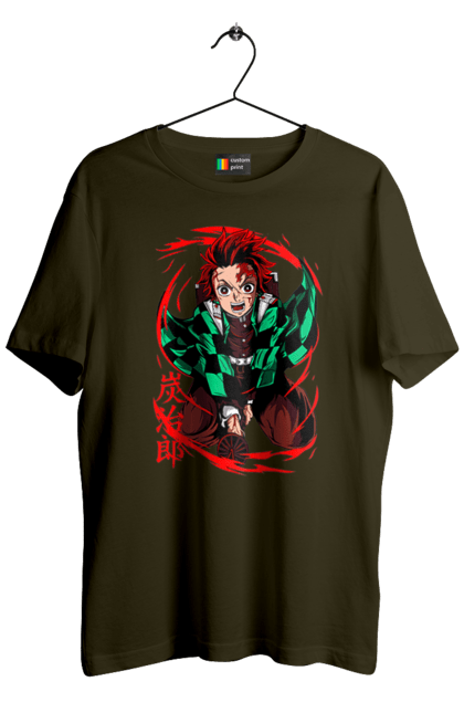 Men's t-shirt with prints Demon Slayer Tanjiro. Anime, demon slayer, kamado tanjiro, manga, tanjiro. 2070702