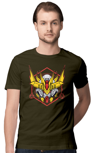 Men's t-shirt with prints Gundam Barbatos Lupus Rex. Anime, asw g 08, barbatos lupus rex, game, gundam, manga, robot, video game, war. 2070702