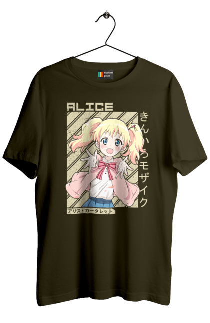 Футболка мужская с принтом Золотая мозаика Алиса Картелет. Alice cartelet, anime, kiniro mosaic, kinmoza, manga, алиса, алиса картелет, аниме, золотая мозаика, манга. 2070702