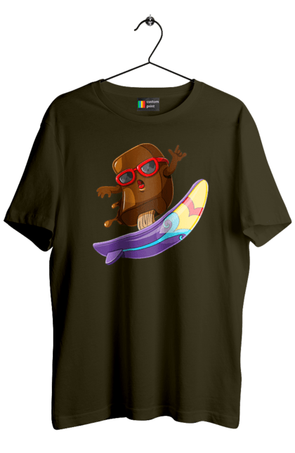 Men`s t-shirt with prints Morozhenko On The Surf. Glasses, ice cream, summer, surfing. 2070702