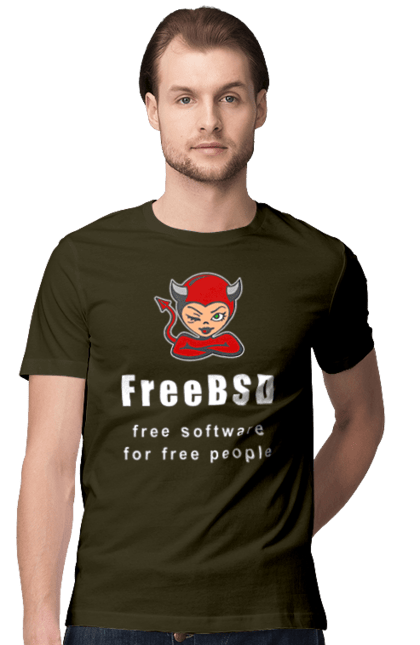 Футболка чоловіча з принтом "Freebsd Для Вільних". Bsd, freebsd, unix, адміністратор, айті, айтішник, безкоштовна, безкоштовно, бестія, білий, вільна, демон, демонесса, доступність, незалежність, операційна система, ос, програміст, програмне забезпечення, свобода, сисадмін, система, системний адміністратор, софт, текст, червоний. 2070702
