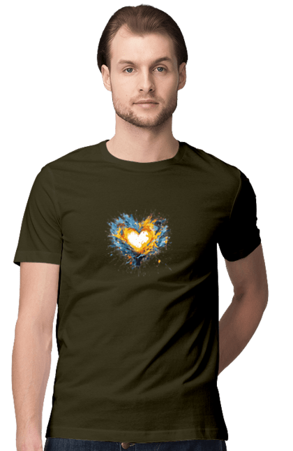Men`s t-shirt with prints Patriot heart. Heart, patriotic, ukraine, ukrainian, ukrainian flag. 2070702