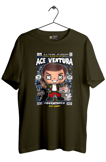 Футболка чоловіча з принтом "Ace Ventura". Vindaje, вентура, джеймс керрі, ейс вентура, плівка, ретро, туз. Funkotee