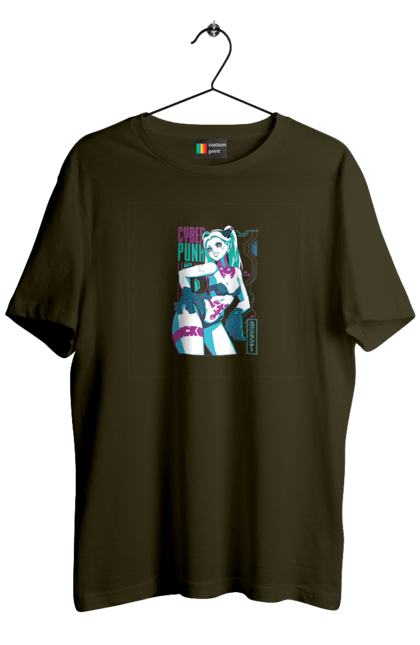 Футболка мужская с принтом Киберпанк: Бегущие по краю Ребекка. Cd projekt, cyberpunk, netflix, rebecca, аниме, бегущие по краю, видеоигра, игра, киберпанк, ребекка. 2070702