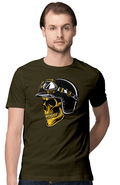 Skull in a motorcycle helmet