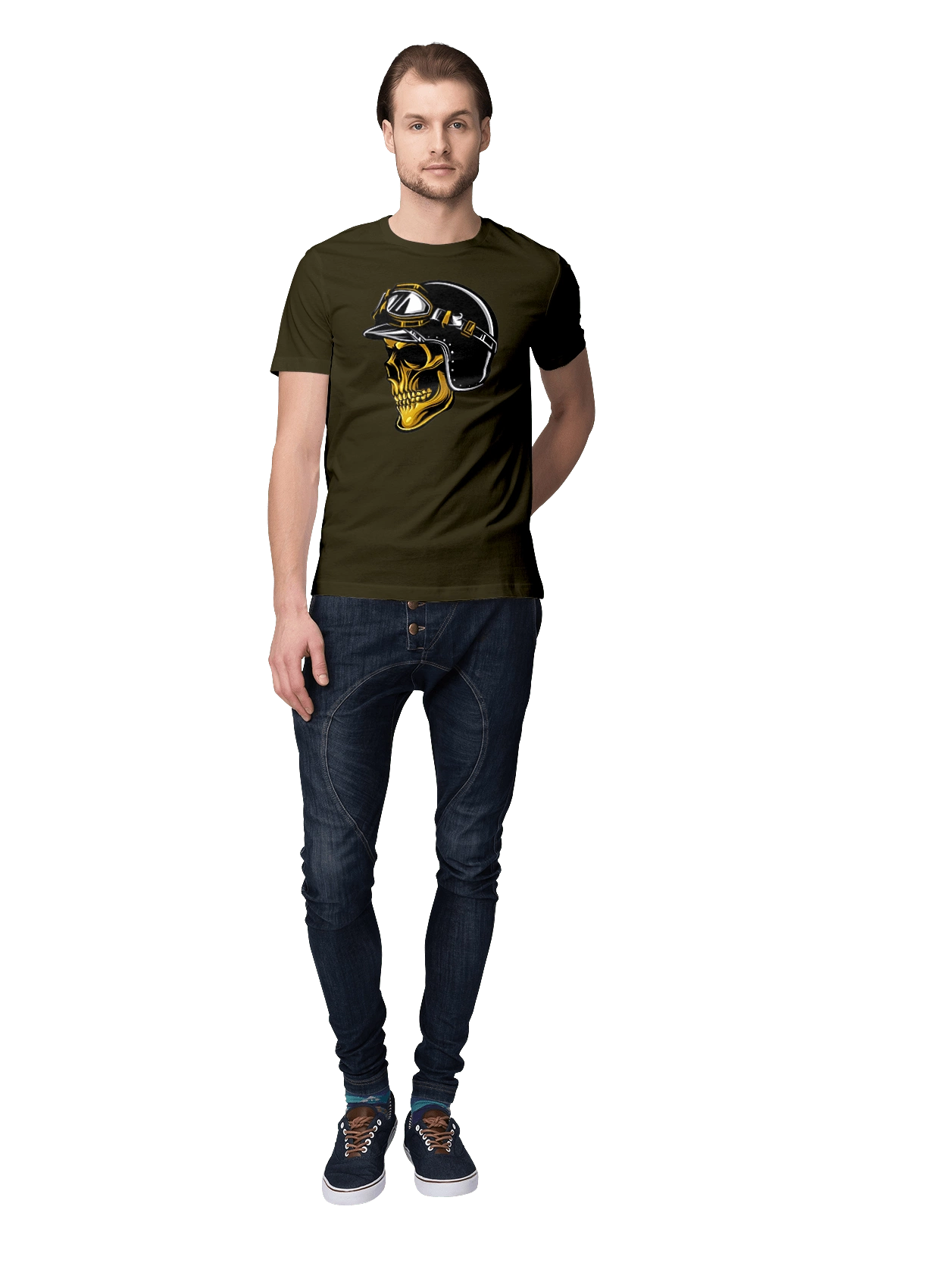 Skull in a motorcycle helmet