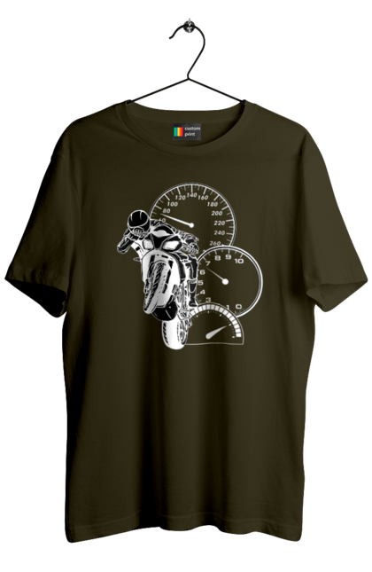 Футболка мужская с принтом Мотоцикл И Скорость Белый. Мото, мотоцикл, скорость. 2070702