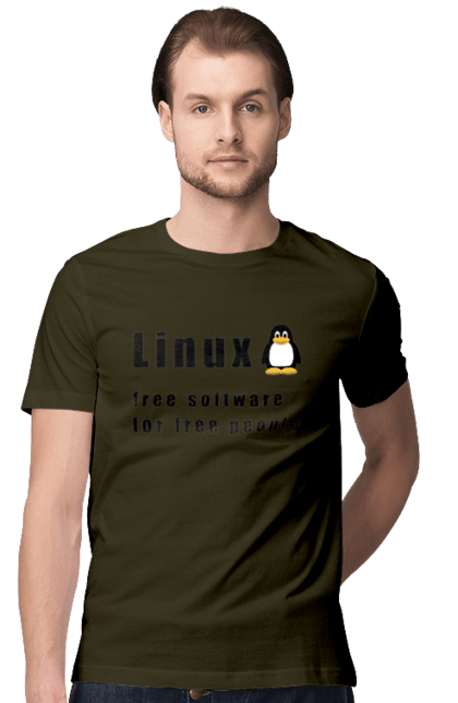 Футболка чоловіча з принтом "Linux Вільний Для Вільних". Linux, адміністратор, айті, айтішник, безкоштовна, безкоштовно, вільна, доступність, незалежність, операційна система, ос, пінгвін, програміст, програмне забезпечення, свобода, сервер, сисадмін, система, системний адміністратор, софт, текст, чорний. 2070702
