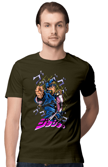 Men's t-shirt with prints JOJO Jotaro. Anime, jojo, jojo`s bizarre adventure, jojo’s bizarre adventure, jotaro, jotaro kujo, manga. 2070702