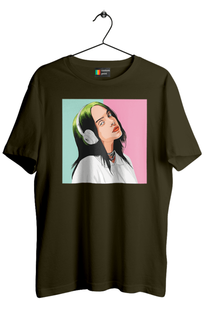 Футболка чоловіча з принтом "Billie Eilish". Активістка, біллі айліш, мизукант, права, співачка, тварини. 2070702