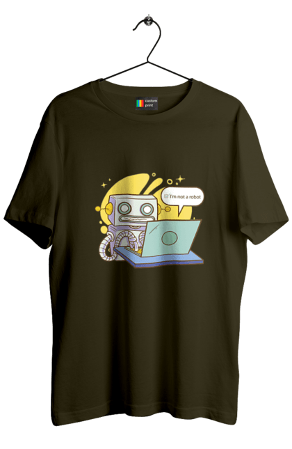 Футболка чоловіча з принтом "Я не робот Хакер зрозуміє 404 до дня програміста". 404, aws, backend, c++, cloud, css, frontend, golang, java, js, linux, python, script, web, ай ті, айті, айтішник, верстка, дата, код, компьютер, лаптоп, облако, ошибка, програміст, программа, программист, програмування, робот, хакер, язык. 2070702