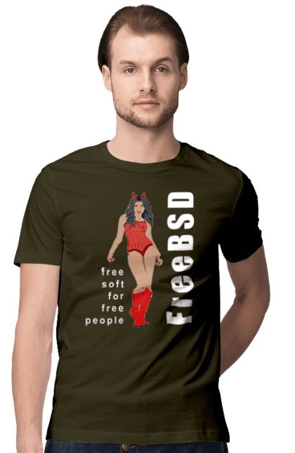 Футболка чоловіча з принтом "Freebsd Для Вільних". Bsd, freebsd, unix, адміністратор, айті, айтішник, безкоштовна, безкоштовно, бестія, білий, вільна, демон, демонесса, дівчина, для дорослих, доступність, еротика, еротична, жінка, незалежність, операційна система, ос, програміст, програмне забезпечення, свобода, сисадмін, система, системний адміністратор, софт, текст, червоний. 2070702