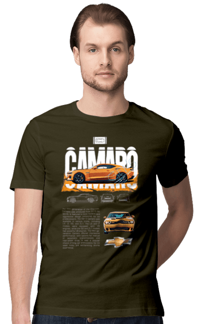 Футболка мужская с принтом Chevrolet Camaro. Camaro, chevrolet, chevrolet camaro, авто, автомобиль, камаро, машина, шевроле, шевроле камаро. 2070702