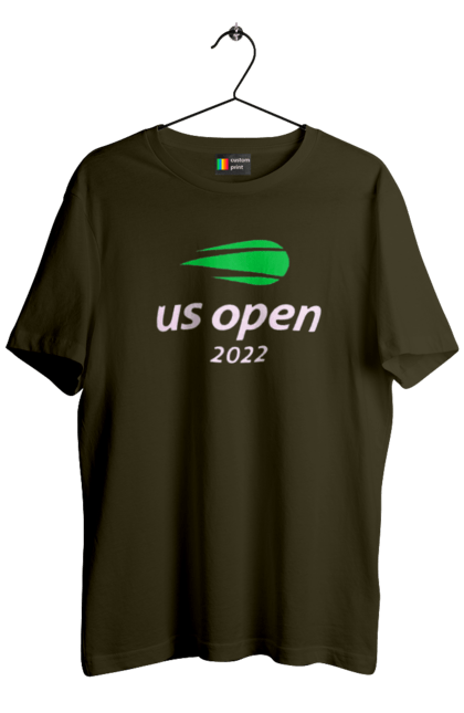 Men`s t-shirt with prints US Open 2022 tennis tournament. American championship, ball, hard, new york, open championship, players, prize fund, racket, tennis, tournament grid. 2070702