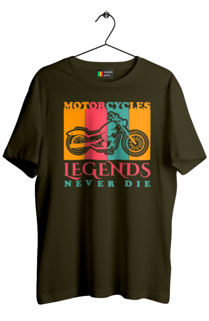 Футболка чоловіча з принтом "мотоцикл легенда". Легенда, мотоспорт, мотоцикл. 2070702