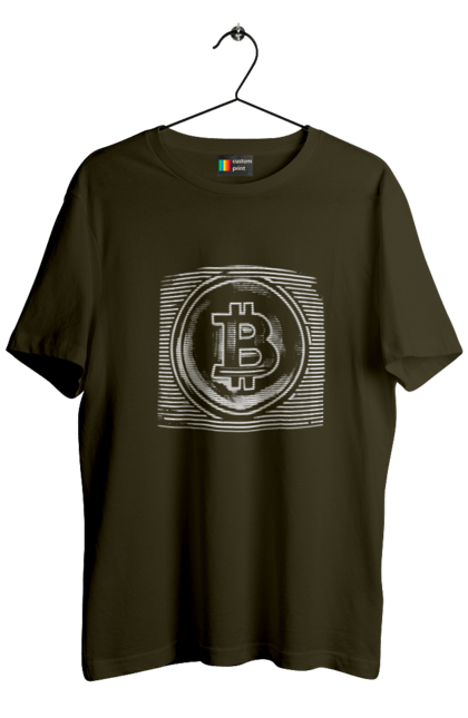 Футболка чоловіча з принтом "Біткоїн". Биткоин, биткойн, бінарний, біткоїн, біткойн, валюта, гроші, крипто, програміст, хакер. 2070702