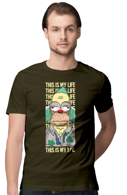 Футболка чоловіча з принтом "THIS IS MY LIFE KRUSTY plus". Krusty, krusty the clown, simpsons, клоун красті, красті, сімпсони. 2070702