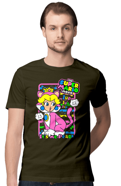 Men's t-shirt with prints The Super Mario Bros. Movie Princess Peach. Character, game, mario, mario bros, movie, nintendo, princess peach, super mario bros. 2070702