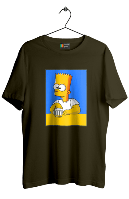 Футболка чоловіча з принтом "Барт любитель пива". Барт, барт сімпсон, мультперсонажі, мультфільми, сімпсони, український прапор. 2070702