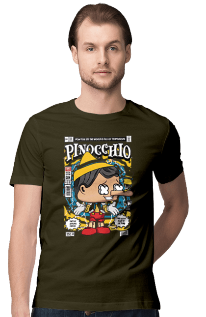 Футболка чоловіча з принтом "Pinnochio". Дісней, пінокіо, плівка. Funkotee