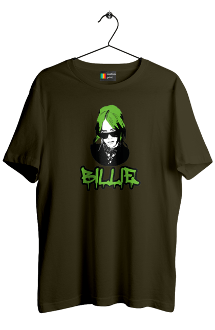 Футболка чоловіча з принтом "Billie Eilish". Активістка, біллі айліш, мизукант, права, співачка, тварини. 2070702