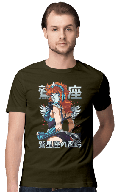 Men's t-shirt with prints Saint Seiya Eagle Marin. Anime, cosmo, eagle marin, manga, saint seiya, seiya, silver saint. 2070702