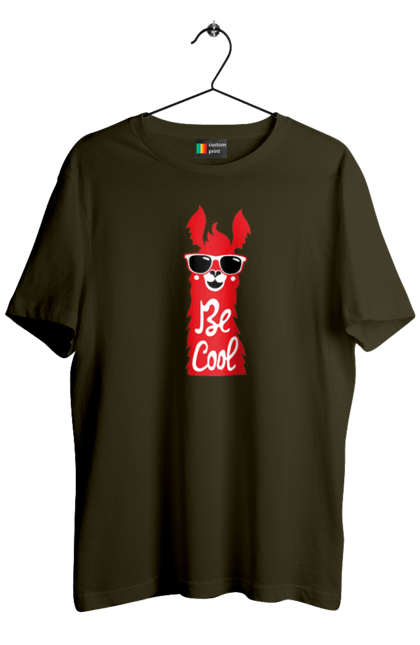 Men`s t-shirt with prints Cool llama. Animals, cool, glasses, lama. 2070702