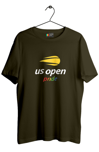 Футболка мужская с принтом Теннисный турнир US Open pride. Большой теннис, игроки, мяч, нью йорк, открытый чемпионат, призовой фонд, ракетка, спонсор, хард, чемпионат америки. 2070702