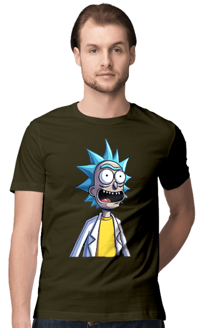 Футболка мужская с принтом Рик и Морти. Rick and morty, мультфильм, научная фантастика, приключения, рик, рик и морти, сериал. 2070702